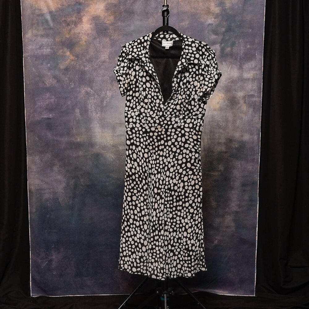 karin stevens dress size 12, Black with white polka dots, lining inside dress